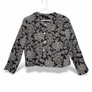 Panther Women’s Black and White Floral Jacket size 14